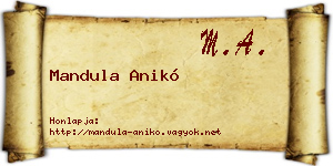 Mandula Anikó névjegykártya